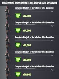 Fortnite Season 8 Kor Sniper Elite questline challenges (Image via Twitter/iFireMonkey)